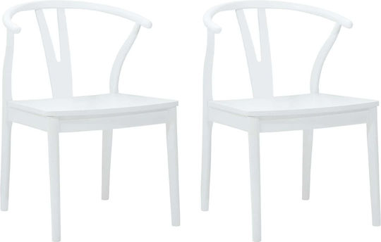 Dining Room Wooden Chair White 54.5x53x77cm 2pcs