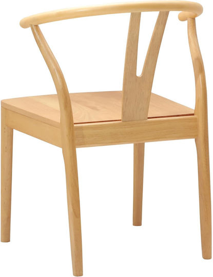 Dining Room Wooden Chair Natural Solid Rhubarb Wood 54.5x53x77cm 2pcs
