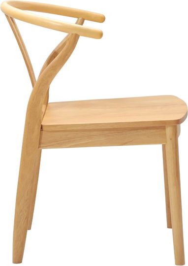 Dining Room Wooden Chair Natural Solid Rhubarb Wood 54.5x53x77cm 2pcs