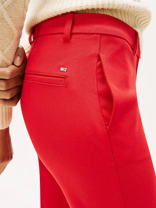 Damen Stoff Hose in Schlanker Passform Red