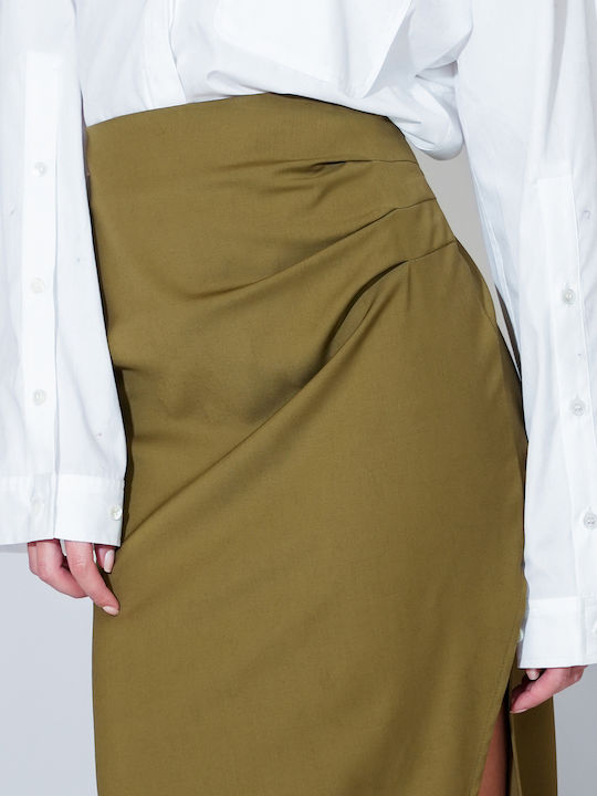 Hoch tailliert Rock Khaki
