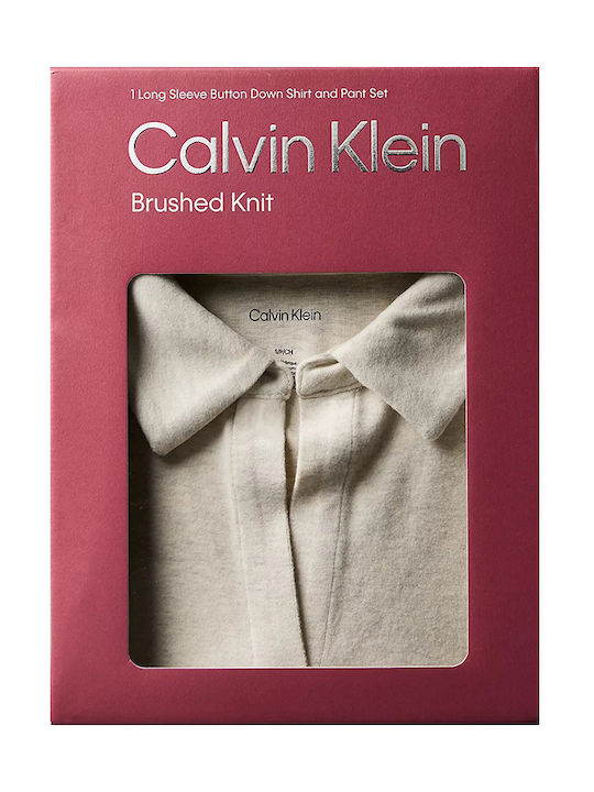 Calvin Klein Χειμερινό Γυναικείο Σετ Πιτζάμας Γκρι Calvin Klein Χειμερινό Γυναικείο Σετ Πιτζάμας Γκρι