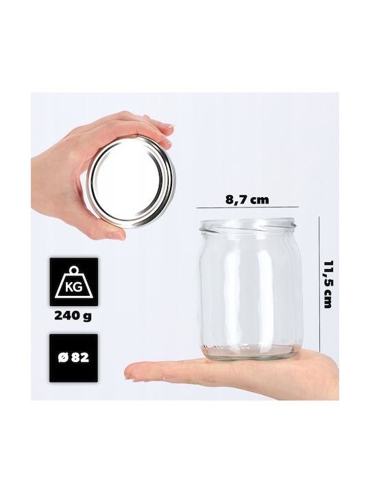 Kadax Set of 8 General Use Glass Transparent Jars with Lid 540ml 8 Pieces