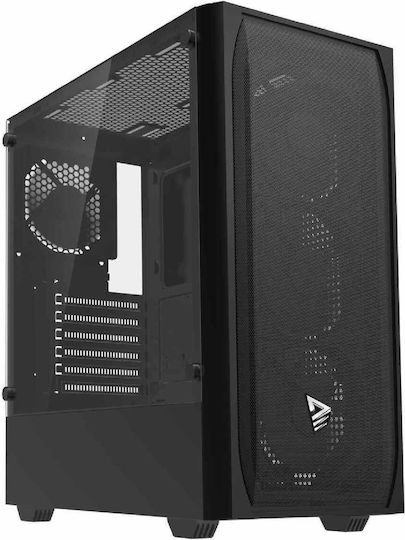 Savio Noctis Flow X1 Геймърско бюро Midi Tower Компютърна кутия със страничен прозорец Черен