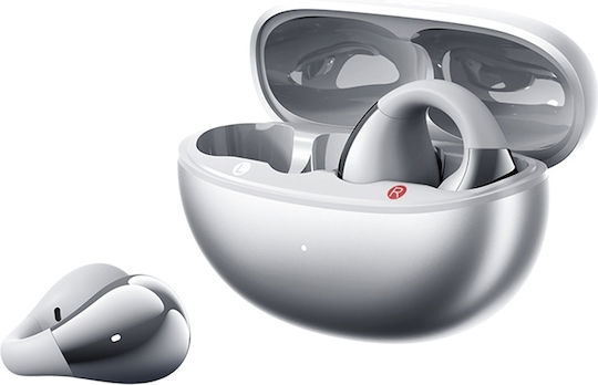 QCY Crossky C30S Open Ear Bluetooth Handsfree Ακουστικά με Αντοχή στον Ιδρώτα και Θήκη Φόρτισης Ασημί