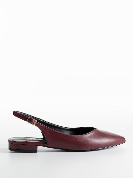 Damen Ballerinas Spitz zulaufend Burgundisch