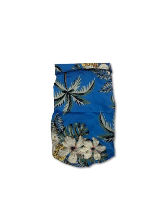 Bonnie Dog Shirt in Blue Colour with Palms and Flowers