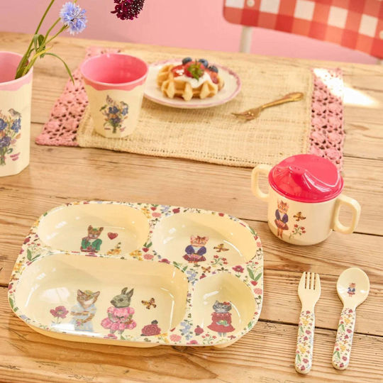 Rice Set de hrănire din Plastic Bej 4buc