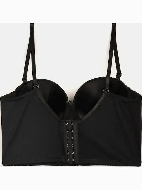 Push Up Lace Corset Sports Bra Black Size S