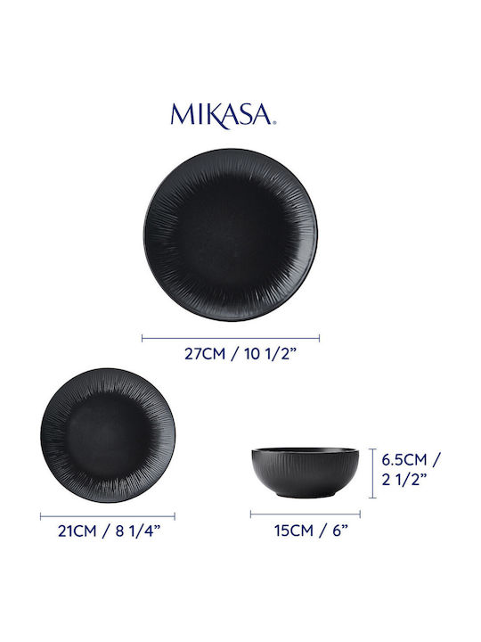 Mikasa Negru Ceramică Set de Vase 12buc