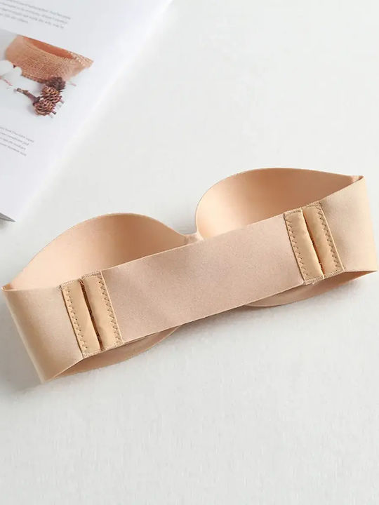 Bra Cup B Strapless Push Up Seamless Beige Size S