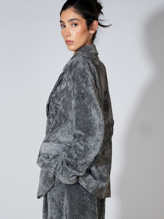 Phisique du Role Дълга Женски Велур Сако Dark Gray