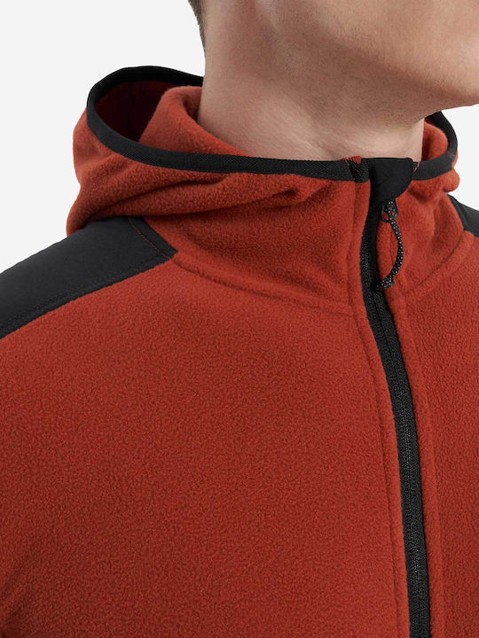 Men's Fleece Cardigan with Hood Red
