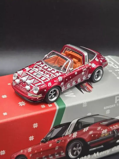 Machetă Mașină Porsche Singer Targa 2023 Ediția de Crăciun Roșu Scara 1:64 Pop Race