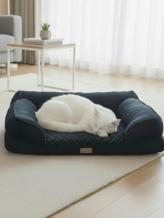 Sofa Dog Bed Orthopedic Black 80x65cm
