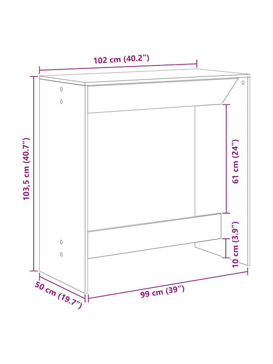 Τραπέζι Μπαρ Ξύλινο Μαύρη Οξυά 102x50x103.5εκ.