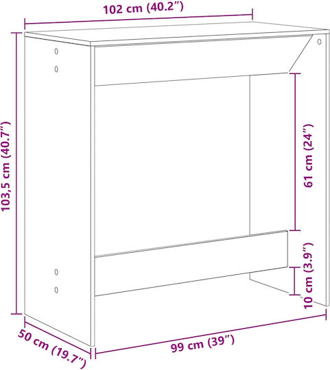 Tisch Bar Holz Black Beech 102x50x103.5cm