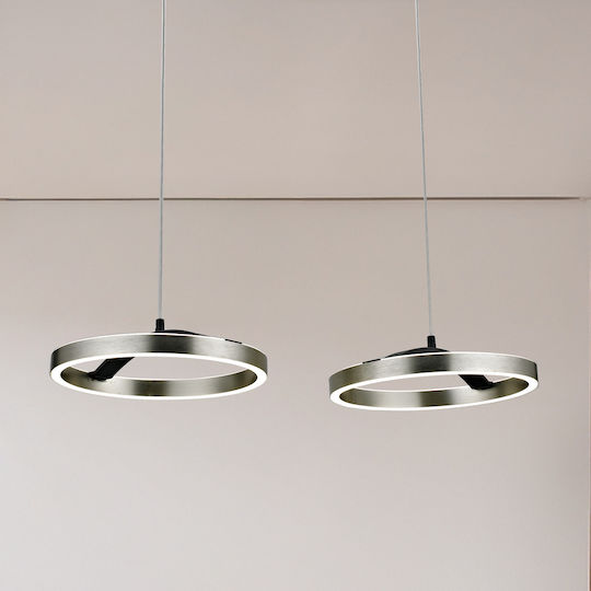 Powertech Ρυθμιζόμενο Κρεμαστό Φωτιστικό Ασημί LED με Φυσικό Λευκό Φως 70x30x120εκ.