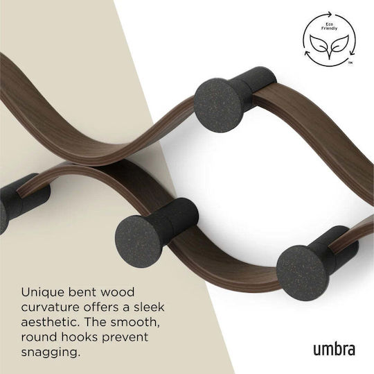 Umbra Wall Hanger Wooden 6 Hooks Black 51x15x6cm