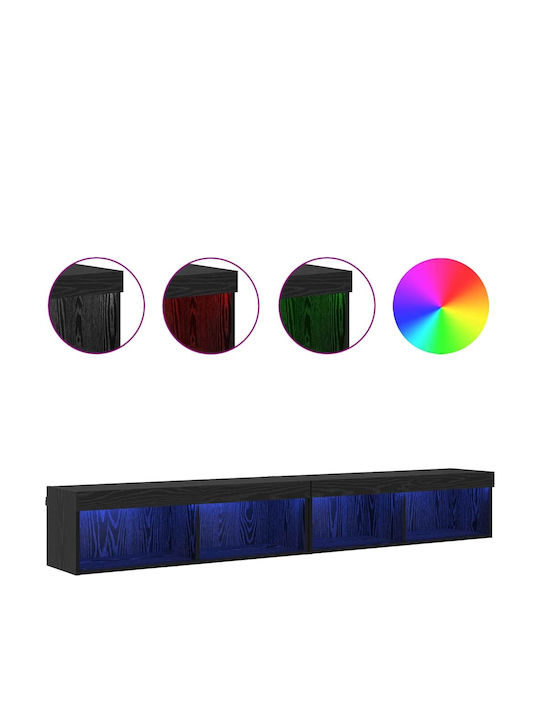 Living Room TV Unit with Lighting Black Beech L100xW30xH30cm