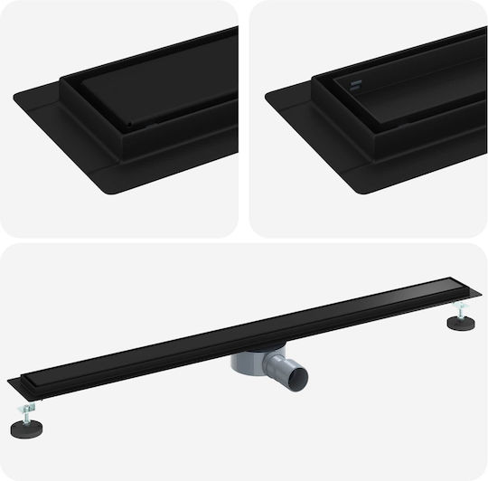 vidaXL Siphon Spülbecken mit Größe 100x11cm Schwarz