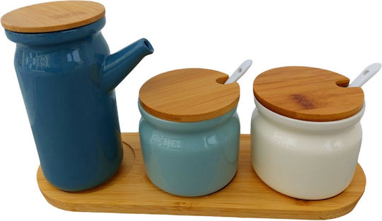 Set of 2pcs Jars General Use with Lid made of Porcelain Blue Set of 2pcs Jars General Use with Lid made of Porcelain Blue