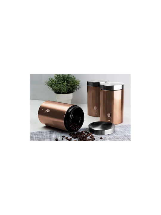 Berlinger Haus Set of 3 Jars for Coffee Sugar Tea with Metallic Brown Lid 11x17.8cm