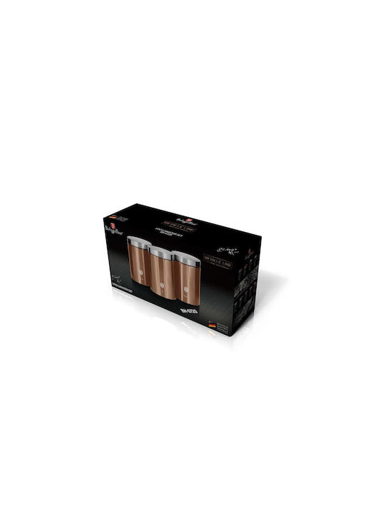 Berlinger Haus Set of 3 Jars for Coffee Sugar Tea with Metallic Brown Lid 11x17.8cm