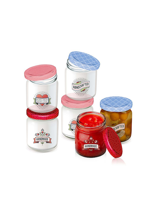 Alpina Set of 6 General Use Transparent Glass Jars with Lid 200ml 6 Pieces