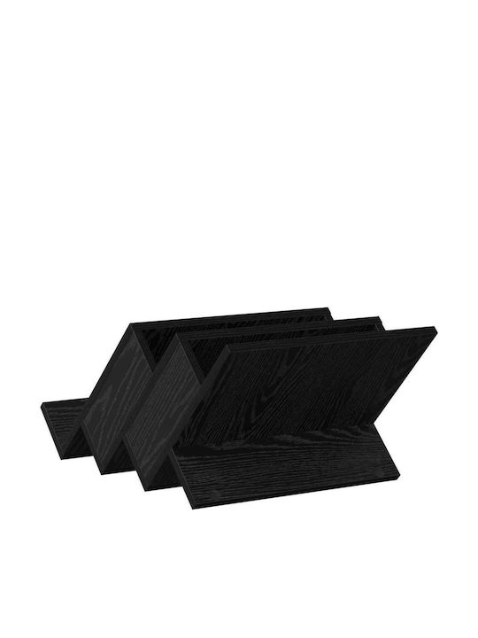 vidaXL Wooden Magazine Rack Black 40x28.5x53cm