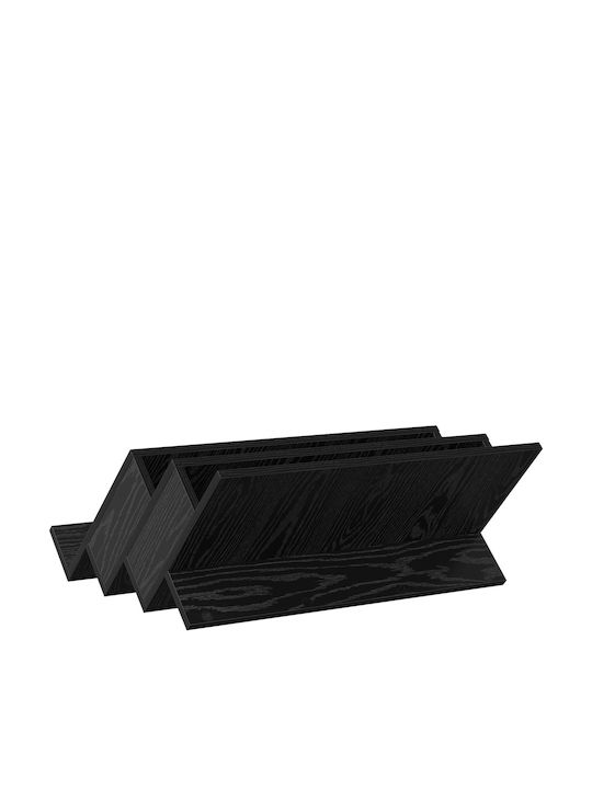 vidaXL Wooden Magazine Rack Black 53x28.5x65cm