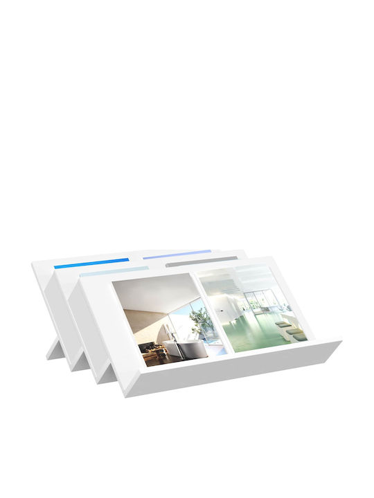 vidaXL Wooden Magazine Rack White 53x28.5x65cm