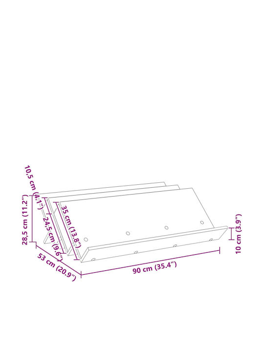 vidaXL Стойка за списания Дърво Кафяв 53x28.5x90бр 1бр