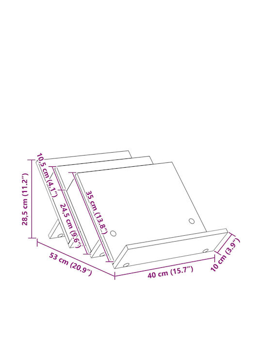 vidaXL Wooden Magazine Rack White 40x28.5x53cm