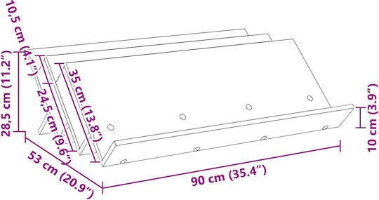 vidaXL Zeitschriftenständer Hölzernes Gray 53x28.5x90cm 1Stück