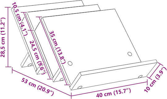 vidaXL Wooden Magazine Rack Brown 40x28.5x53cm