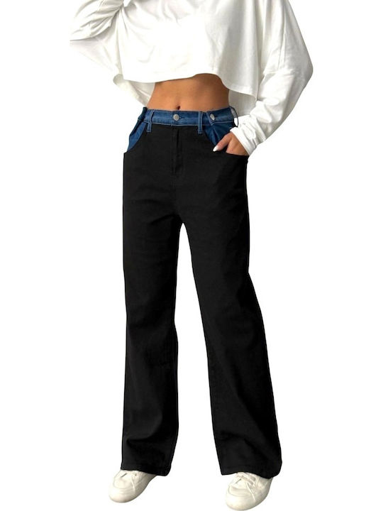Hoch tailliert Damenjeans in Boyfriend-Passform Black