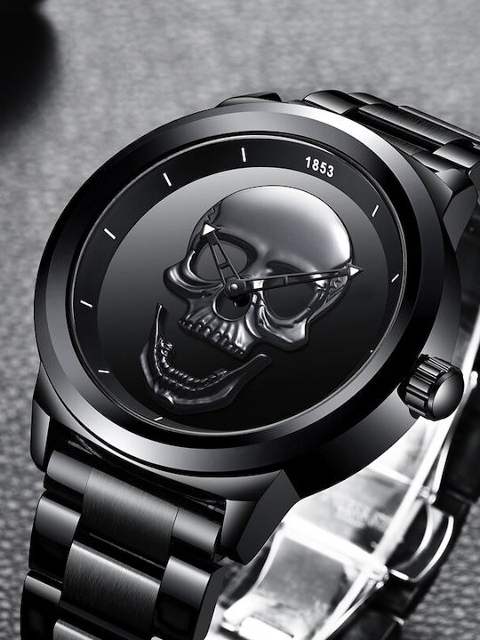 Lige Мъжки Часовник 44mm На Батерия с Черна Метална Гривна