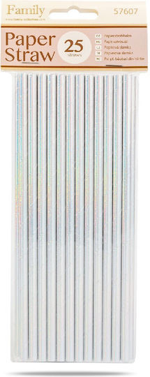 Paper Straws Iridescent 197 x 6 mm 25 Pieces Pack
