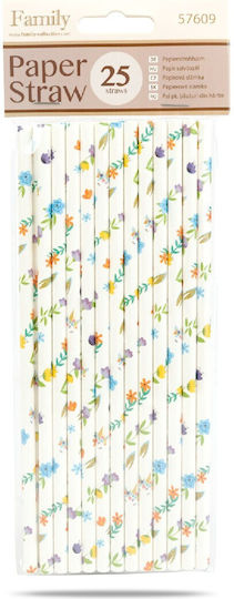 Paper Straws Floral Pattern 197 X 6 Mm 25 Pcs Pack