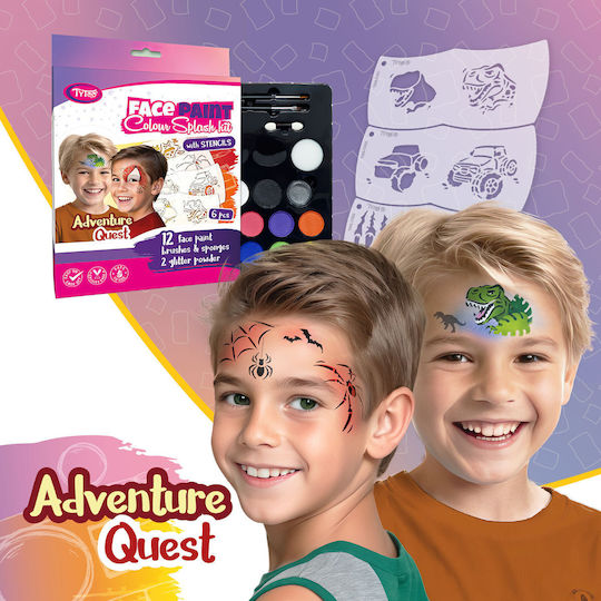 Abenteuer-Quest-Gesichtsfarben-Set 6 Tytoo Schablonen