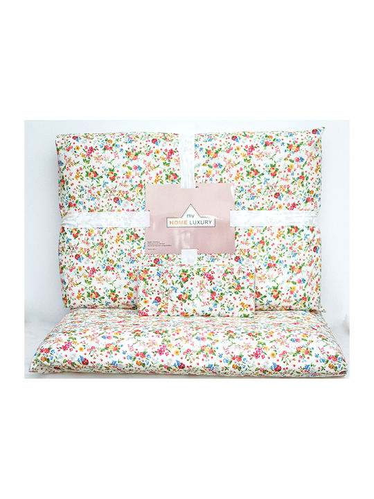My Home Luxury Sheet Set with 1 Pillowcase Super-Double with Elastic 160x200+25cm. Monochrome 3pcs