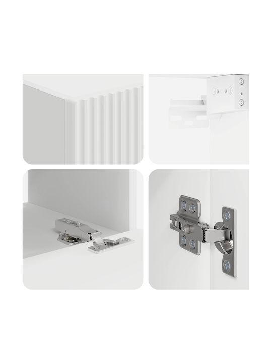 Living Room TV Unit with Showcase & Lighting White L60xW31xH29.5cm