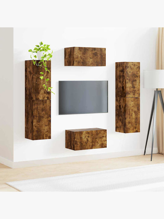 Living Room TV Unit with Lighting Smoked Oak L30xW31xH60cm