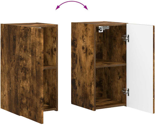 Living Room TV Unit with Lighting Smoked Oak L30xW31xH60cm