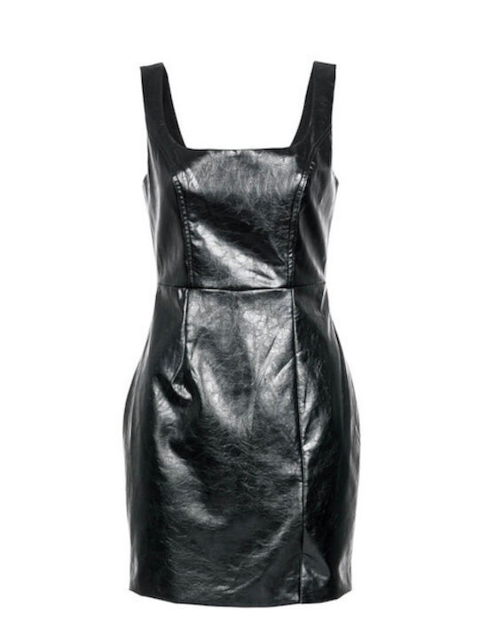 Mini Rochie de Seară din Piele Neagră