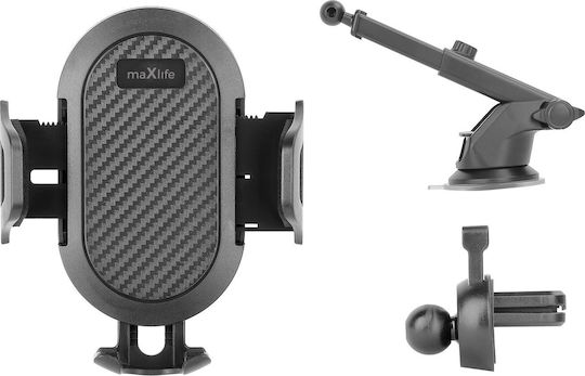 Maxlife Βάση Κινητού Αυτοκινήτου με Ρυθμιζόμενα Άγκιστρα Μαύρη