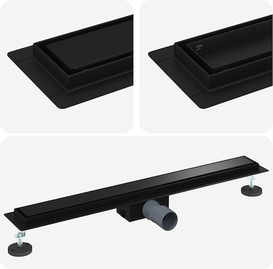 vidaXL Siphon Boden mit Größe 70x11cm Schwarz