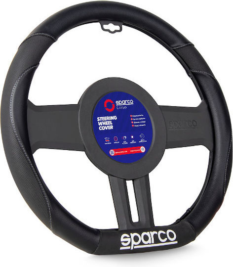 Sparco Κάλυμμα Τιμονιού Αυτοκινήτου D-type Συνθετικό Μαύρο με Μαύρη Ραφή