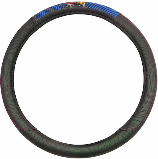 Car Steering Wheel Cover with Diameter 37cm Leather Black with Black Stitching